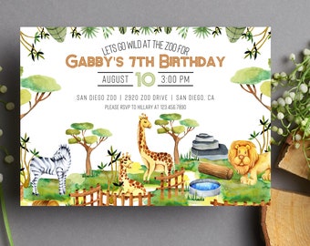 Zoo Birthday Invitation | Zoo Birthday Invite | Zoo Birthday Party Invitation | Jungle Birthday Invitation | Zoo Theme Birthday Invite