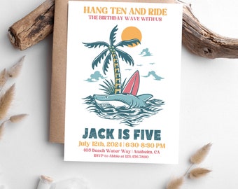 Surfing Birthday Invitation | Surf Birthday Invitation | Beach Party Birthday Invitation | Beach Invitation | Pool Party Birthday Invite
