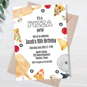 Pizza Party Birthday Invitation | Pizza Birthday Invitation | Gender Neutral Pizza Party Invite | Any Age Pizza Birthday Invitation