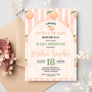 Peach Baby Shower Invitations | A Little Peach is On the Way | Peach Baby Shower Invitation | Peach Theme Baby Shower | Sweet as a Peach