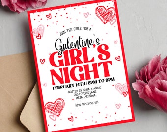 Galentine's Party Invitation | Valentine's Day Girls Night Party Invitation | Valentines Day Invitation | Galentine's Girls Night Invite