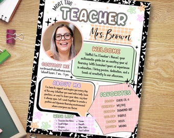 Meet The Teacher Template, Editable Meet Your Teacher Letter, Composition Notebook Meet the Teacher Flyer, Printable Teacher Introduction