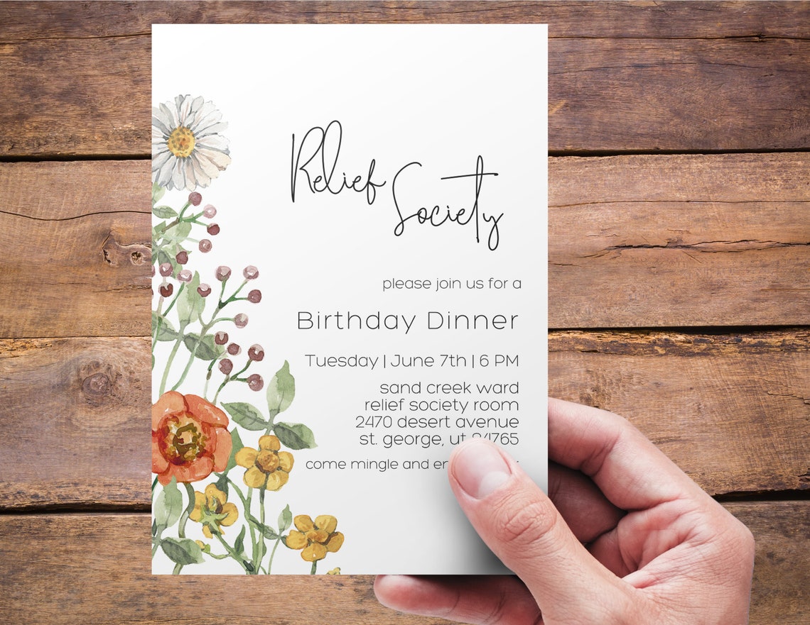 Relief Society Birthday Invitation Relief Society Dinner - Etsy