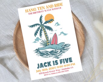 Surfing Birthday Invitation | Surf Birthday Invitation | Beach Party Birthday Invitation | Beach Invitation | Pool Party Birthday Invite