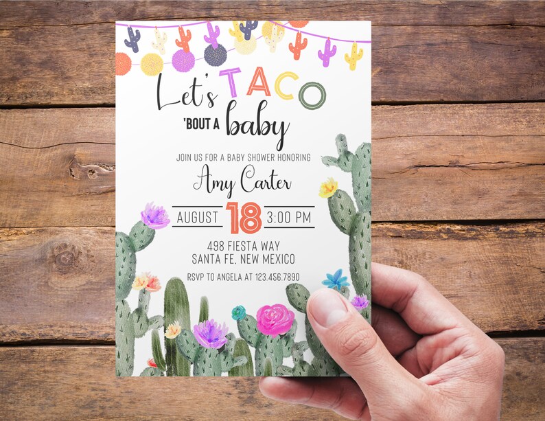 Fiesta Baby Shower Invitation Mexican Baby Shower Cactus - Etsy