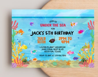 Aquarium Birthday Party Invitation | Aquarium Birthday Invitation | Under The Sea Birthday Party Invitation | Fish Tank Birthday Invitation