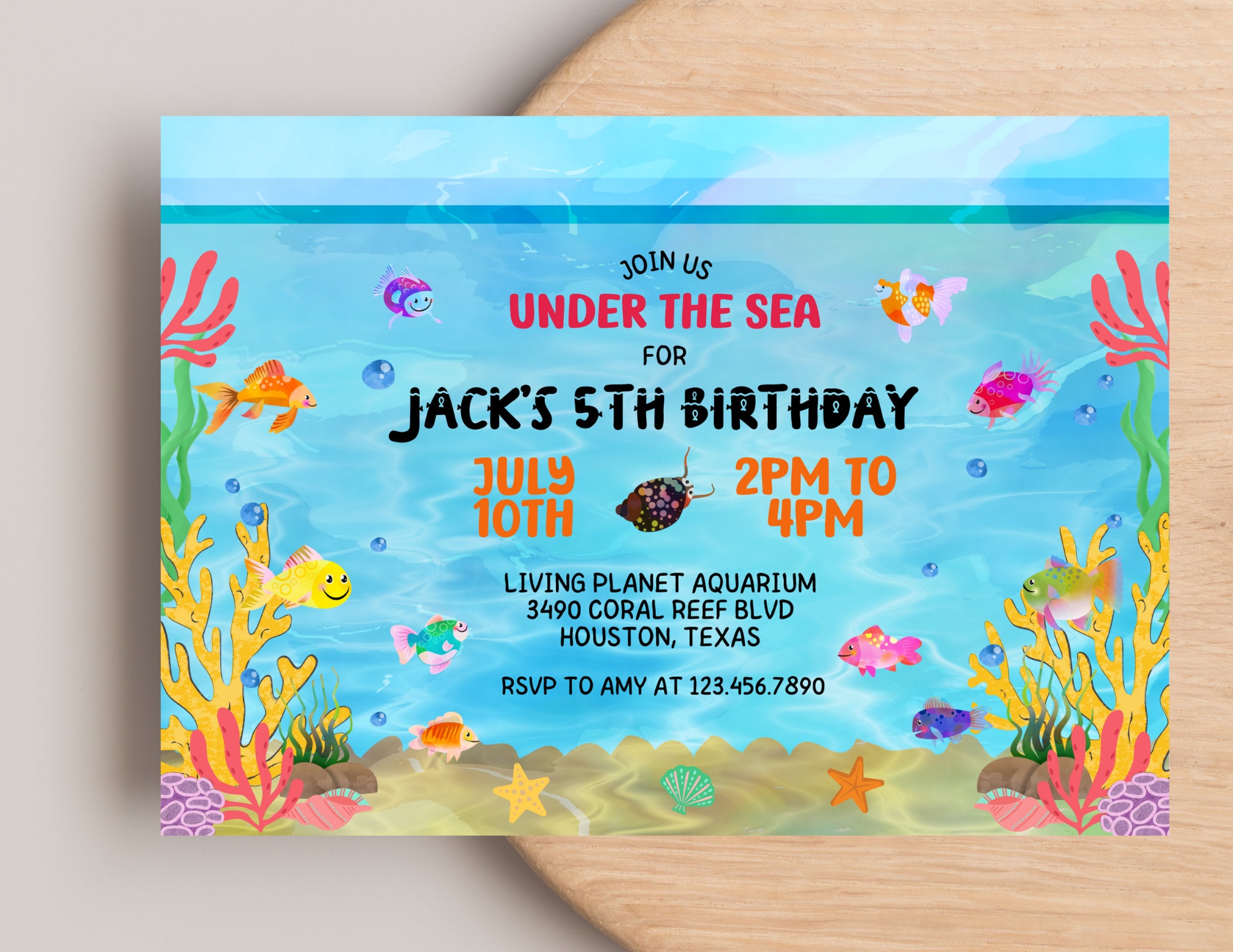 Aquarium Birthday Party Invitation Aquarium Birthday Etsy