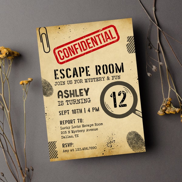 Escape Room Birthday Invitation | Editable Escape Room Invitation | Boy Escape Room Invite | Girl Escape Room Invite | Escape Room Party