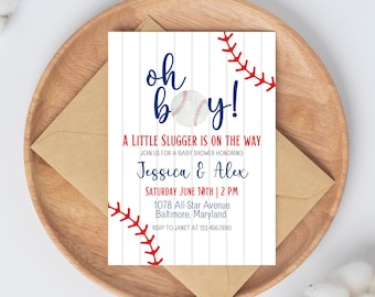 Baseball Baby Shower Invitation | Baby Boy Baby Shower | Little Slugger | Editable Invite | All Star Baby Shower | Future Athlete