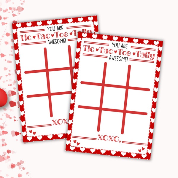 Tic Tac Toe Tally Valentine Cards | Valentine Tic Tac Toe Cards | Valentines Day Game Cards | Classroom Valentine Favors | V Day Game Cards