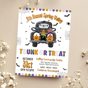 Trunk or Treat Halloween Flyer | Trunk or Treat Invitation | Trunk-Or-Treat Flyer | Kids Halloween Party Invite | Trunk or Treat Invitation