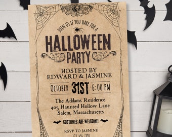 Halloween Party Invite, Vintage Halloween Invitations, Vintage Adult Halloween Costume Party Invite, Halloween Birthday Party Invitation