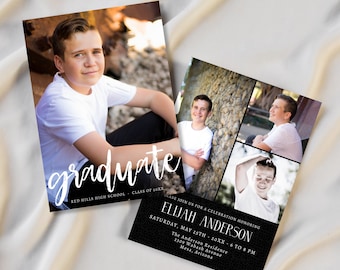 Graduation Invitation Template | Modern Graduation Announcement | Senior Graduation Party | Boys Graduation Party Invite | Multiple Photo