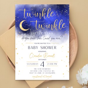 Twinkle Twinkle Little Star Baby Shower | Twinkle Twinkle Little Star Baby Shower Invitation | Constellation Baby Shower | Twinkle Twinkle