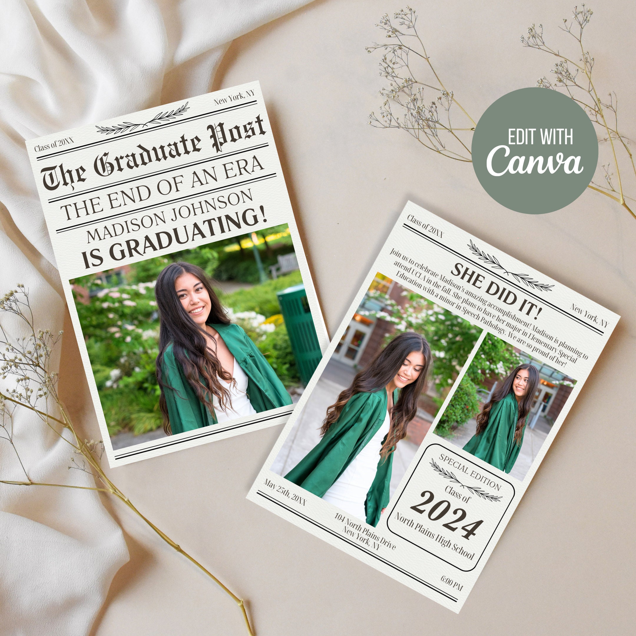 Newspaper Graduation Announcement | Newspaper Graduation Invitation ...