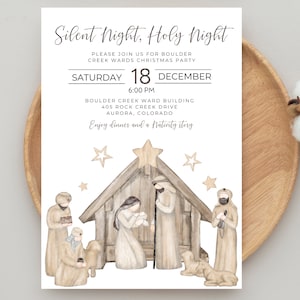 Latter Day Saint Ward Christmas Party Invitation | Relief Society Party Invitation | Nativity Christmas Invitation | LDS Christmas Party