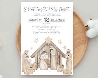 Latter Day Saint Ward Christmas Party Invitation | Relief Society Party Invitation | Nativity Christmas Invitation | LDS Christmas Party