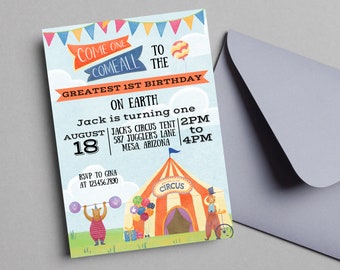 Circus Birthday Invitation | Carnival First Birthday Invitation | Come One Come All | Circus Invitation | Carnival Invitation | Circus Theme