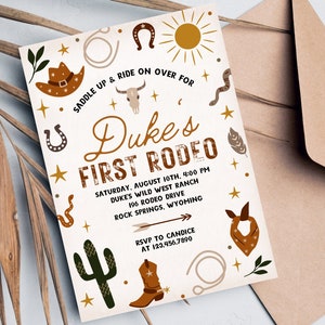 First Rodeo Birthday Invitation Template | Boy Rodeo Invite | First Birthday Invitation | My First Rodeo Invite | Rodeo Birthday Invitation