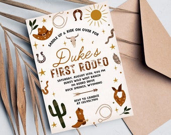First Rodeo Birthday Invitation Template | Boy Rodeo Invite | First Birthday Invitation | My First Rodeo Invite | Rodeo Birthday Invitation