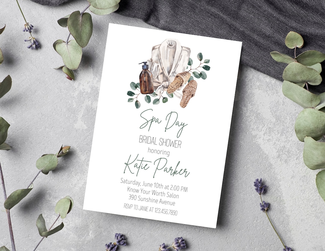 Spa Bridal Shower Invitation  Spa Day Invitation  Spa Shower image 1