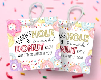 Teacher Appreciation Tag, Donut Teacher Appreciation Week Tag, Printable End Of School Year Favor Tags, Donut Teacher Appreciation Gift Tag