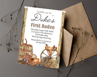 First Rodeo Birthday Invitation Template | Boy Rodeo Invite | First Birthday Invitation | My First Rodeo Invite | Rodeo Birthday Invitation
