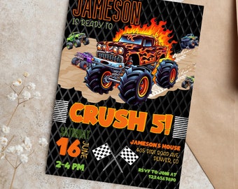 Monster Truck Birthday Invitation | Monster Truck Rally Invite | Monster Truck Birthday | Monster Trucks Invitation | Monster Jam Birthday