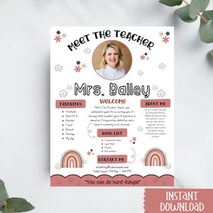 Meet The Teacher | Teacher Template | Back To School Flyer | Teacher Introduction | Teacher Letter | Classroom Newsletter | Teacher Resource