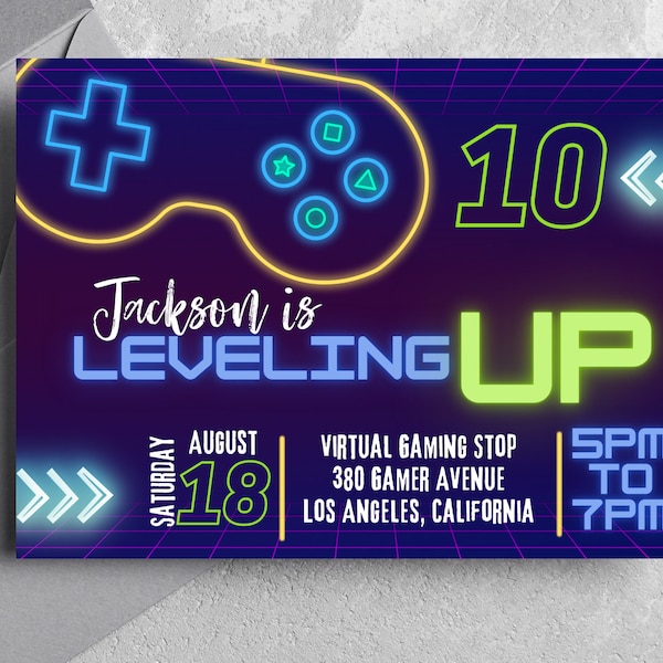 Gamer Birthday Invitation | Video Game Invitation | Gaming Party Invite | Gaming Party | Leveling Up Gaming Party | Teen Party Invitation