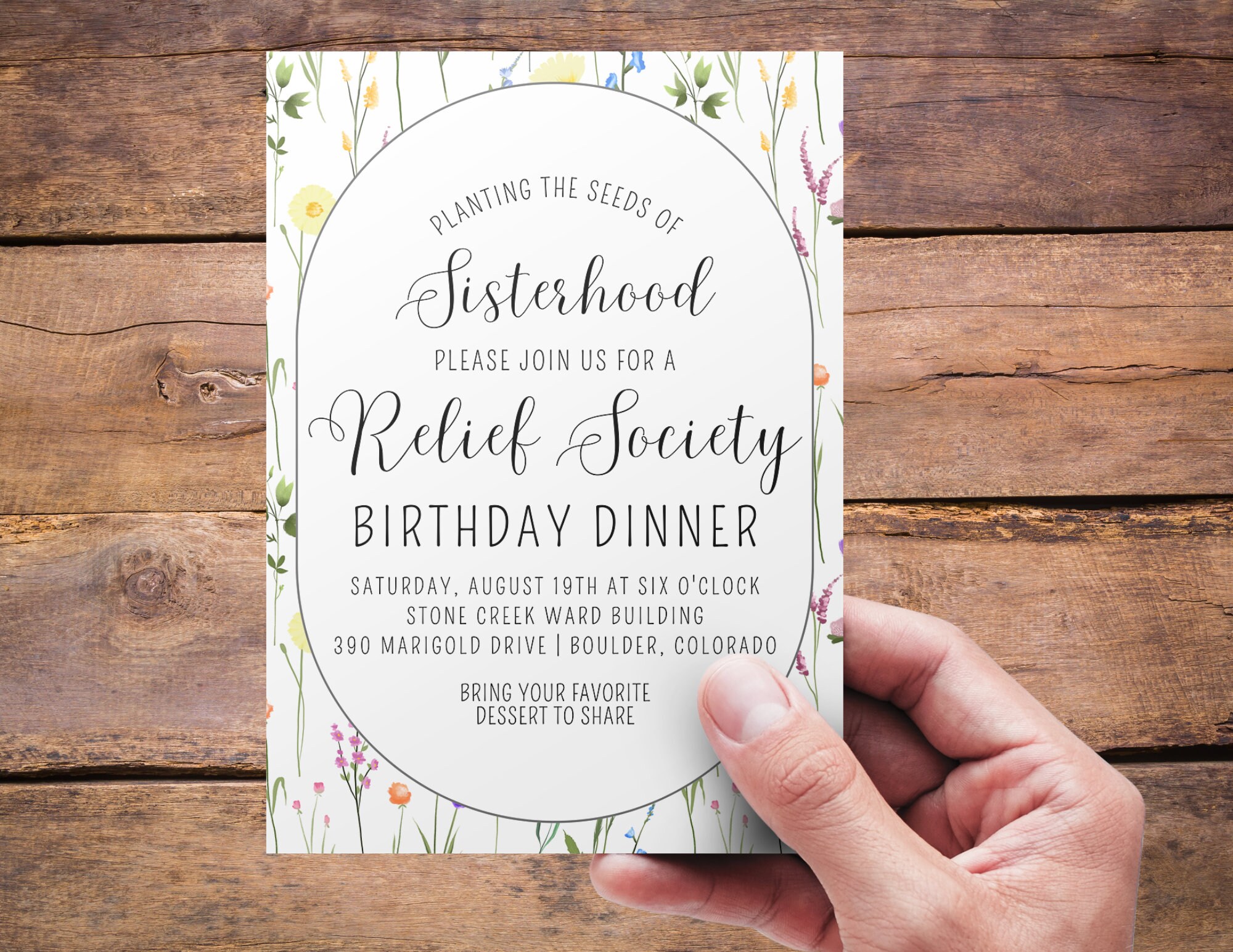 Relief Society Birthday Invitation | Relief Society Dinner Invite