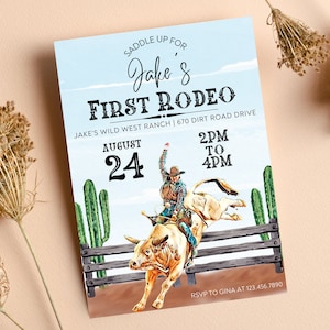 First Rodeo Birthday Invitation Template | Boy Rodeo Invite | First Birthday Invitation | My First Rodeo Invite | Rodeo Birthday Invitation
