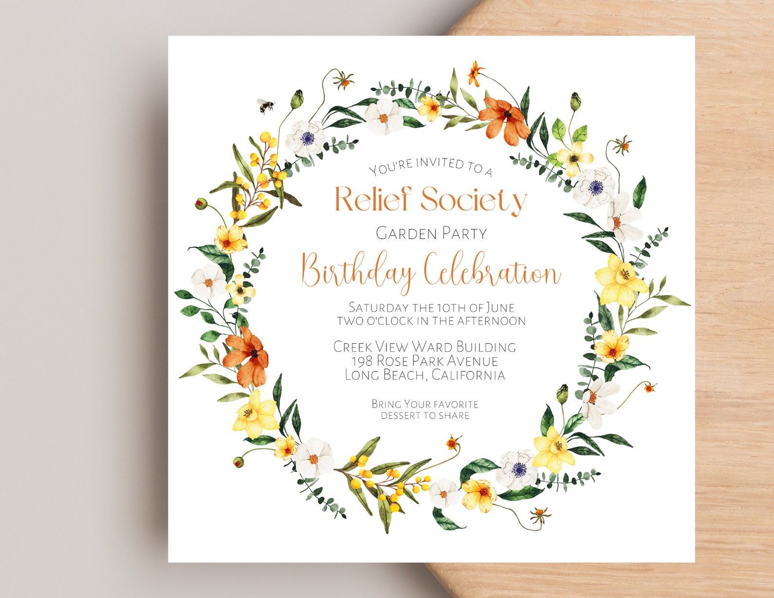 Relief Society Birthday Invitation | Relief Society Dinner Invite ...
