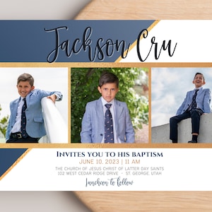LDS Baptism Invitation | LDS Baptism Invitation Boy | Lds Boy Baptism Invitation | Modern Baptism Invitation | LDS Baptism Announcement