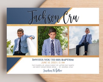 LDS Baptism Invitation | LDS Baptism Invitation Boy | Lds Boy Baptism Invitation | Modern Baptism Invitation | LDS Baptism Announcement