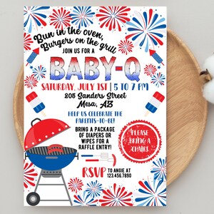 4th of July BabyQ Party Invitation | 4th of July Baby Shower Invitation | BabyQ Party Invitation Digital | BBQ Baby Shower Invitation