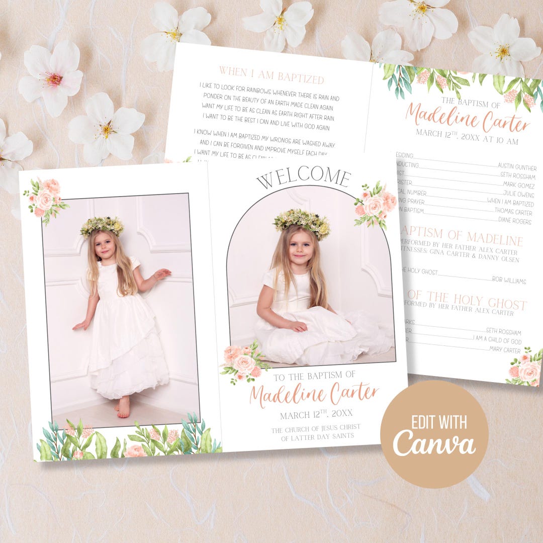 LDS Baptism Program Canva Template, Baptism Program, Great to Be 8