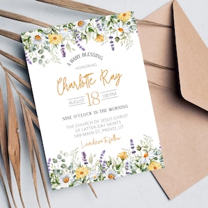 Baby Blessing Invitation Template | LDS Baby Blessing Invitation | LDS Baby Blessing Gender Neutral | Floral Baby Blessing | Digital Invite