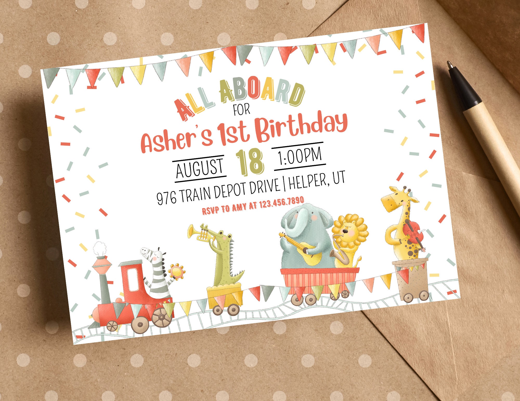 Train Birthday Invitation Train First Birthday Invitation - Etsy