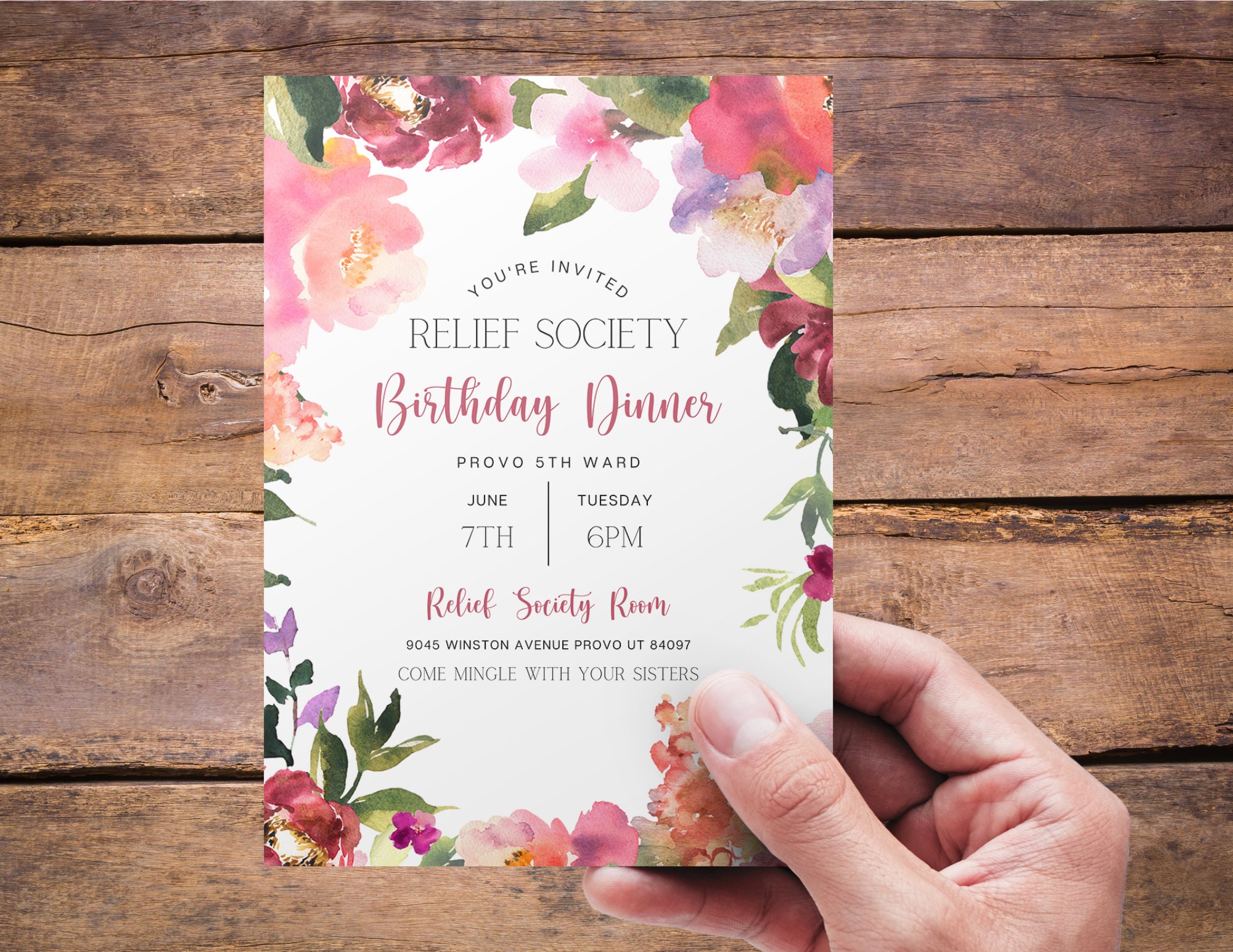 Relief Society Birthday Invitation | Relief Society Dinner Invite