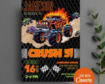 Monster Truck Birthday Invitation | Monster Truck Rally Invite | Monster Truck Birthday | Monster Trucks Invitation | Monster Jam Birthday