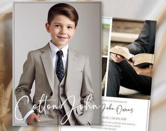 LDS Baptism Invitation | LDS Baptism Invitation Boy | Lds Boy Baptism Invitation | Modern Baptism Invitation | LDS Baptism Announcement
