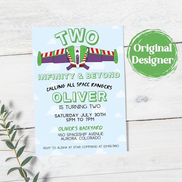 Two Infinity and Beyond Birthday Invitation | Space Ranger Birthday Invitation | Buzz Birthday Party | Second Birthday Invitation | Space