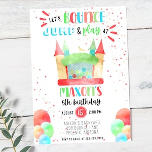 Bounce House Birthday Invitation | Bounce House Birthday Party Invitation | Any Age Bounce House Invite | Girl Birthday Invite
