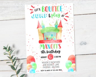 Zaproszenie na urodziny Bounce House | Zaproszenie na przyjęcie urodzinowe Bounce House | Zaproszenie na Bounce House dla osób w każdym wieku | Zaproszenie na urodziny dla dziewczynek