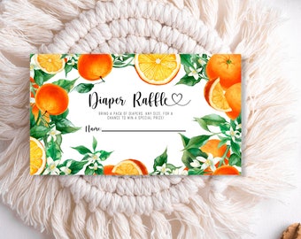 Cutie Baby Shower Diaper Raffle Cards | Cutie Baby Shower | A Little Cutie | Little Cutie Baby Shower | Orange Baby Shower | Baby Shower