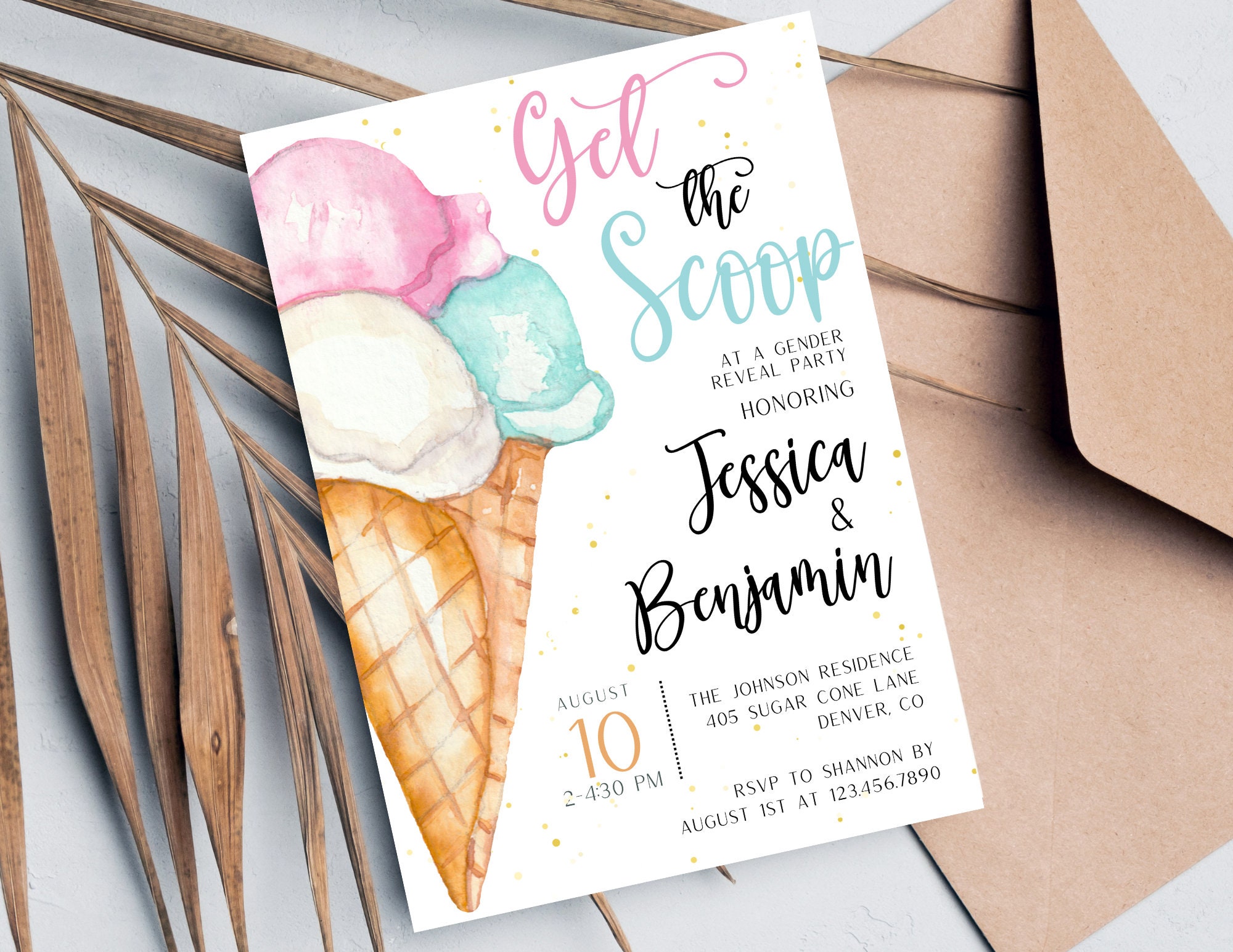Whats the Scoop Gender Reveal Invitation Ice Cream Gender Reveal Invitation Boy or Girl Gender Reveal Invitation Summer