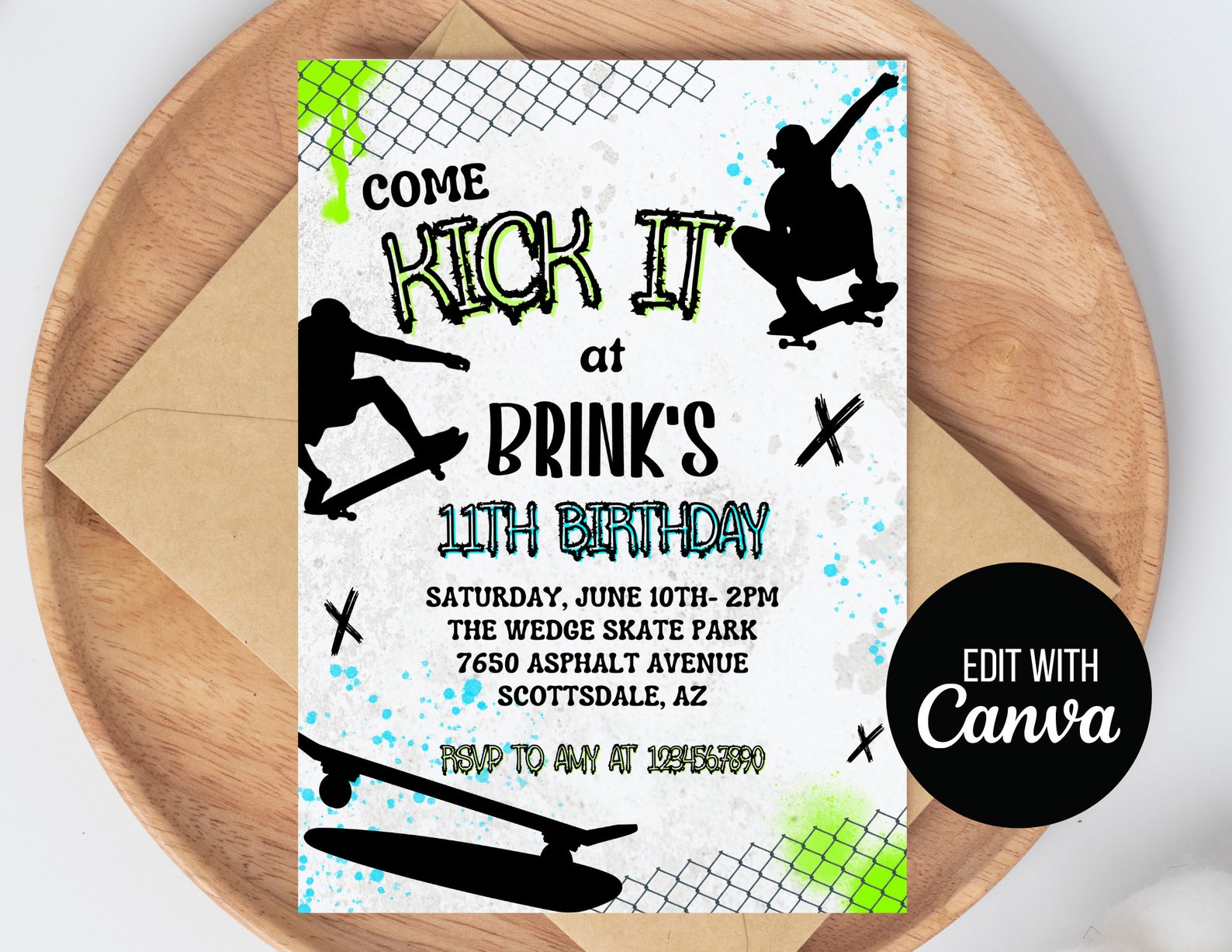 Skateboard Birthday Invitation Skate Park Birthday Invitation Skateboarding Birthday Party Teen
