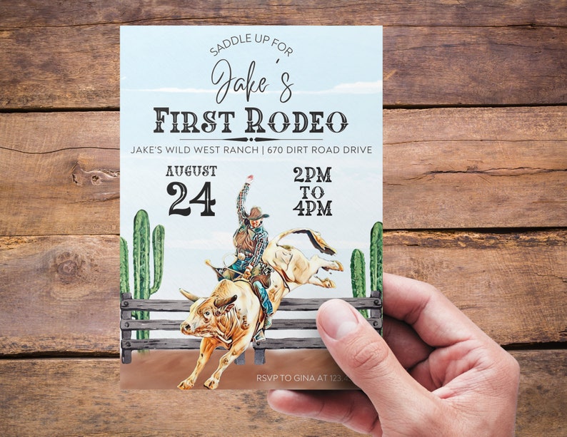 First Rodeo Birthday Invitation Template | Boy Rodeo Invite | First ...