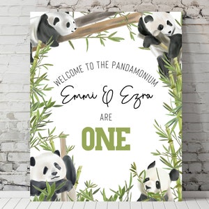 Panda Birthday Party Welcome Sign | Let The Pandamonium Begin | Panda Welcome Sign | Watercolor Panda Birthday Sign | Panda Birthday Poster